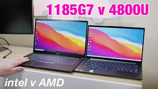 Intel 11th Gen v AMD 4000 Series  i7 1185G7  Xe Graphics v Ryzen 7 4800U  Radeon Graphics [upl. by Leatri]