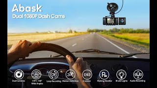 Abask Dash cam Front and Inside with 32G SD Card1080P1080P Dash Camera for Cars [upl. by Vipul348]