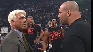 Goldberg amp Ric Flair Are Challenged By Nash amp Hogan WCW Nitro 15th March 1999 [upl. by Namharludba264]