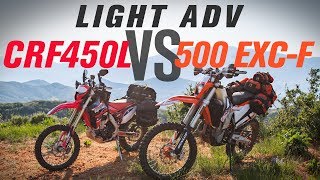 Honda CRF450L vs KTM 500 EXCF Light Adventure Bike Shootout [upl. by Gnidleif]