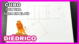 DIÉDRICO  cubo 🧊con una cara en el plano horizontal PH💥 [upl. by Soulier]