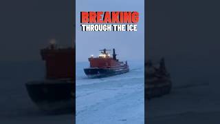 The ship AUDAX breaking through the ice with iсebreakers assistance Winter 2024 arctic sea ships [upl. by Woolcott]