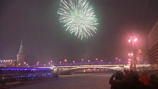 Happy New Year Russia Fireworks Display Celebrates Arrival of 2015 [upl. by Anilram396]