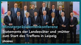 Ministerpräsidentenkonferenz Auftakt ua mit Kretschmer Söder und Schweitzer  24102024 [upl. by Power]