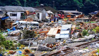 Mudflows invaded a city in Japan houses roads bridges were destroyed [upl. by Tye]