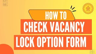 Special Round  How to Lock Option form  How To Check Vacancies for Special Round [upl. by Germin85]