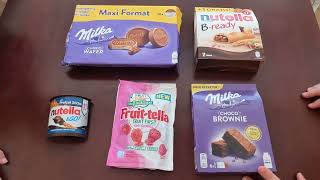 NUTELLA N GO PRETZEL and BREADY MILKA CHOCO WAFER and CHOCO BROWNIE FRUITELLA SOFT GUMMIES [upl. by Harbed]