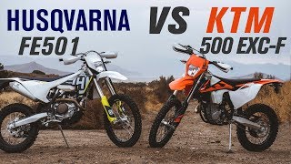 2018 Husqvarna FE 501 vs KTM 500 EXCF  Ride Review [upl. by Edithe816]