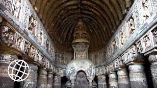 Ajanta Caves Maharashtra India Amazing Places 4K [upl. by Nertie]