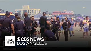 Brawl on Santa Monica beach sends two to hospital [upl. by Annaerb33]