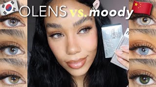 OLENS VS MOODY LENS Comparison Review amp TryOn Testing Korea amp China Contacts [upl. by Essa196]