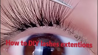 How to DIY eyelashes extensions by yourself using premade fans [upl. by Dieter514]