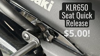 KLR650  Seat Quick Release  DIY  Tool Free  5 [upl. by Wynne]