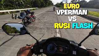 RUSI FLASH 150X vs EURO VPERMAN 150 STOCK TO STOCK ANG LABANAN [upl. by Chyou629]