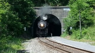 Steam Engine Locomotive Train Coming Through Tunnel on Great Allegheny Passage [upl. by Balfour]