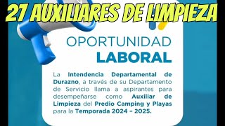 Llamado laboral 27 puestos para auxiliar de limpieza en Camping y Playa [upl. by Alboran]