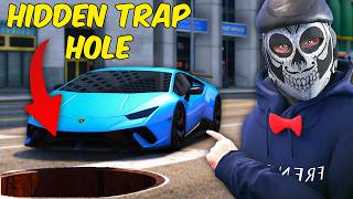 Using a Secret Trap Hole to Steal Cars in GTA5 RP [upl. by Ynor]