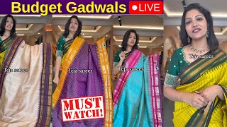 Light Weight Gadwal Silk Sarees with prices  Teja Sarees  Gadwal Sarees brideessentials [upl. by Ayaladnot]