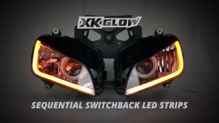 Retrofit Headlight Build w XKGLOW Sequential Switchback LED Strips for Car [upl. by Ecinad618]