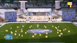 Messe présidée par le pape François en Belgique au stade Roi Baudouin et Angélus [upl. by Nolos93]