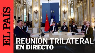 DIRECTO  Comunicado de prensa tras la reunión trilateral de Von der Leyen Macron y Xi Jinping [upl. by Anidnamra]