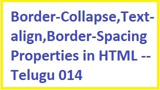 Border collapse Text align Border Spacing properties in HTML  Telugu 14 [upl. by Adnahsat]