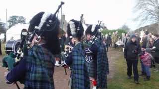 Opening the Salmon Fishing Season on the River Dee 2014  Ballater Pipe Band [upl. by Avlasor]