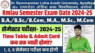 rmlau exam date  rmlau ugpg exam date 202425  rmlau news today  rmlau exam time table 2024​25 [upl. by Leggett]