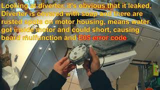 Bosch dishwasher E05 error How to Clean inlet valve Replace diverterwater distributer Solved [upl. by Ertnod]