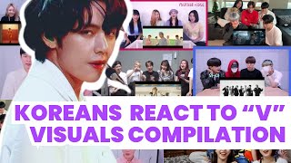 KOREANS REACT TO V HANDSOME FACE COMPILATION PT1 [upl. by Ithnan]