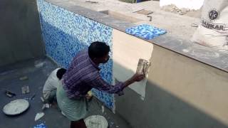 Mosaic Glass Tiles Laying [upl. by Nnyltiac]