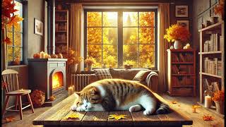 Relaxing Jazz  Golden Leaves Cat Purrs and Autumnal Music Bliss [upl. by Merle172]