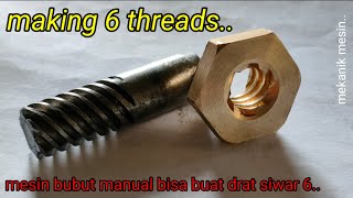 Membuat Drat Persegi Siwar 6 Seperti Cara Buat Barrel Rifling  Making Six Square Thread on a Lathe [upl. by Colpin]