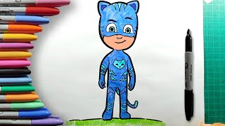 How to Color Catboy from Pj Masks Step by Step Easy Coloring pages for Kids and Beginners [upl. by Gamaliel]