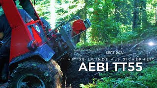 AEBI TT55 Wie man sich mit einer angebauten Seilwinde durch einen schlammigen Bergwald kämpft [upl. by Auqemahs]