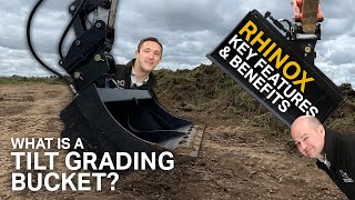 EXCAVATOR TILT GRADING BUCKET  Easy grading on an angle [upl. by Ardnuhsal]