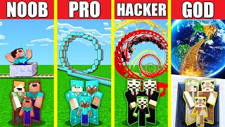 Minecraft Battle ROLLERCOASTER BUILD CHALLENGE  NOOB vs PRO vs HACKER vs GOD  Animation HOUSE [upl. by Croix]