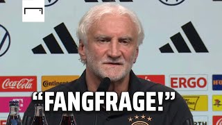 Diskussion mit Reporter Auf diese Frage reagiert Rudi Völler genervt  DFB [upl. by Hoban970]