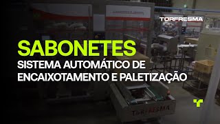 Sistema Automático de Encaixotamento e Paletização com Robôs para Sabonete [upl. by Hera444]