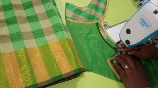 Cotton saree model blouse  Easy method [upl. by Kinny556]