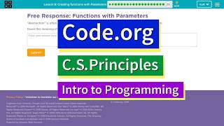 Creating Functions with Parameters Lesson 820 Tutorial with Answers Codeorg CS Principles [upl. by Flanigan92]