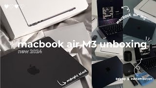 unboxing 2024 Macbook Air M3 🍎 Aesthetic Setup amp Customization Widgets First Impression Review [upl. by Stimson]