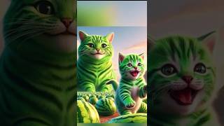 Green Cats Wild Watermelon Journey🍉 🐱 cat shorts ai viralvideo ytshorts watermelon green [upl. by Anayra21]