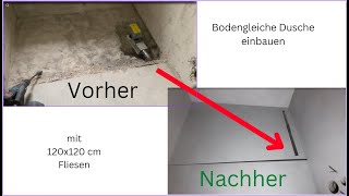 Bodengleiche Dusche einbauen mit 120x120 cm Fliesen how to install a flat floor shower [upl. by Nilok]