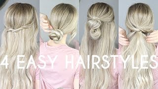 4 EASY HAIRSTYLES FOR MEDIUM HAIR amp LONG HAIR [upl. by Horvitz336]