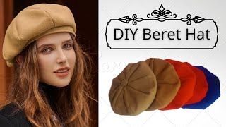 DIY Beret Hat  How to Make Beret Hat free pattern French Beret Cap [upl. by Atinrehs]