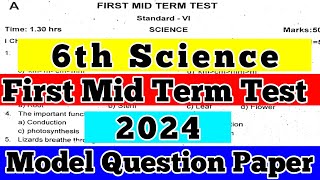 6th Science First Mid Term Test Question Paper6th science model question paper original 2024 [upl. by Anselma]