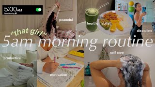 5AM morning routine 🌱 how to change your life become THAT girl productive planning healthy habits [upl. by Jill]