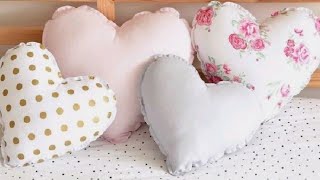 🖤🖤🖤 diypretty Rose print heart shape cushionpillow cover 5min sewing project home decore ideas [upl. by Benedix]