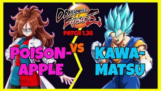 DBFZ 138  POISONAPPLE vs KAWAMATSU Kefla Cell Labcoat 21 vs Gogeta 4 Vegito Trunks [upl. by Wight631]